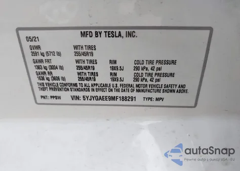 2021 Tesla Model Y Long Range Dual Motor All-Wheel Drive из США, поврежденный, VIN 5YJYGAEE9MF188291